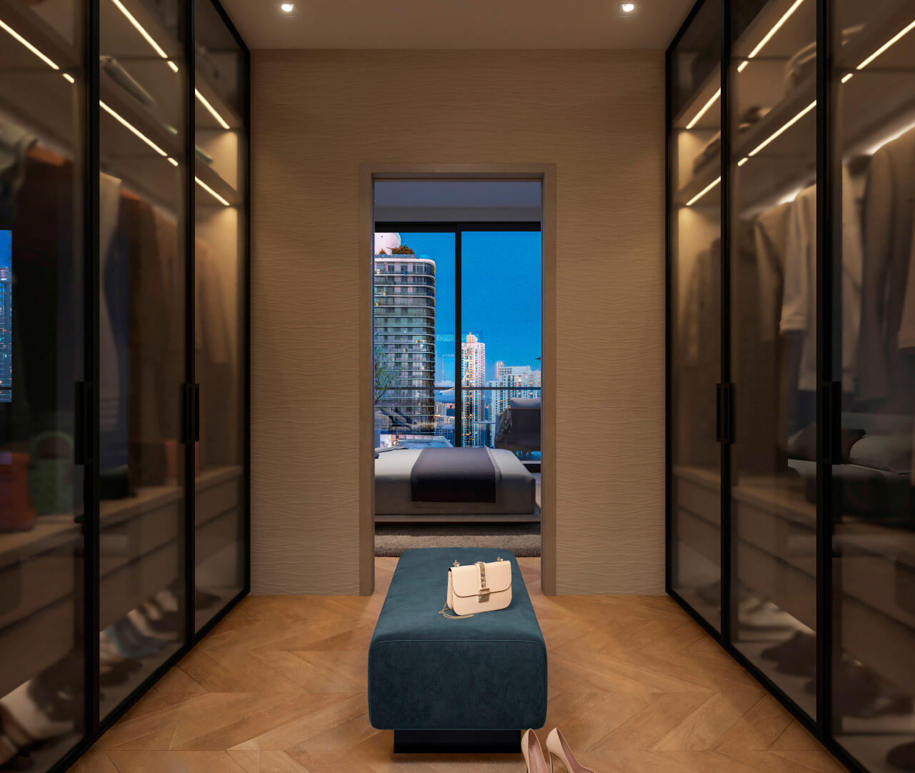 Custom Walk-In Closet – One Twenty Brickell Residences